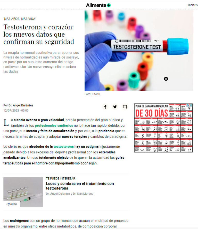Testosterona y corazón: los nuevos datos que confirman su seguridad