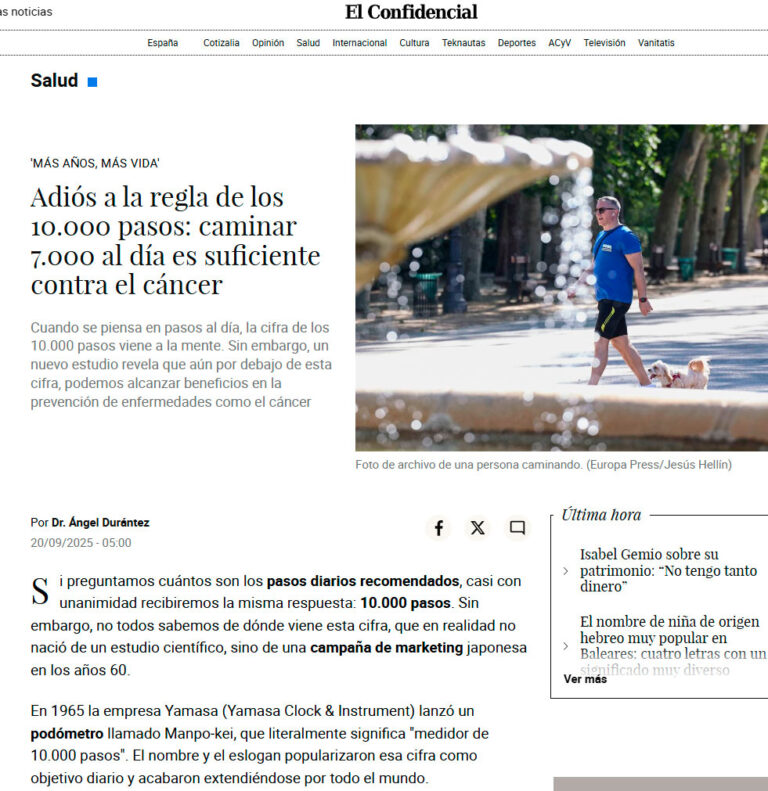 Adiós a la regla de los 10.000 pasos: caminar 7.000 al día es suficiente contra el cáncer