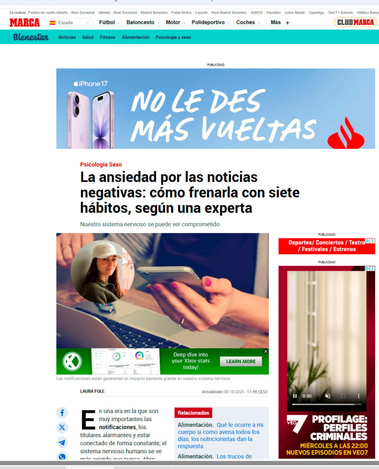 La ansiedad por las noticias negativas: cómo frenarla con siete hábitos, según una experta