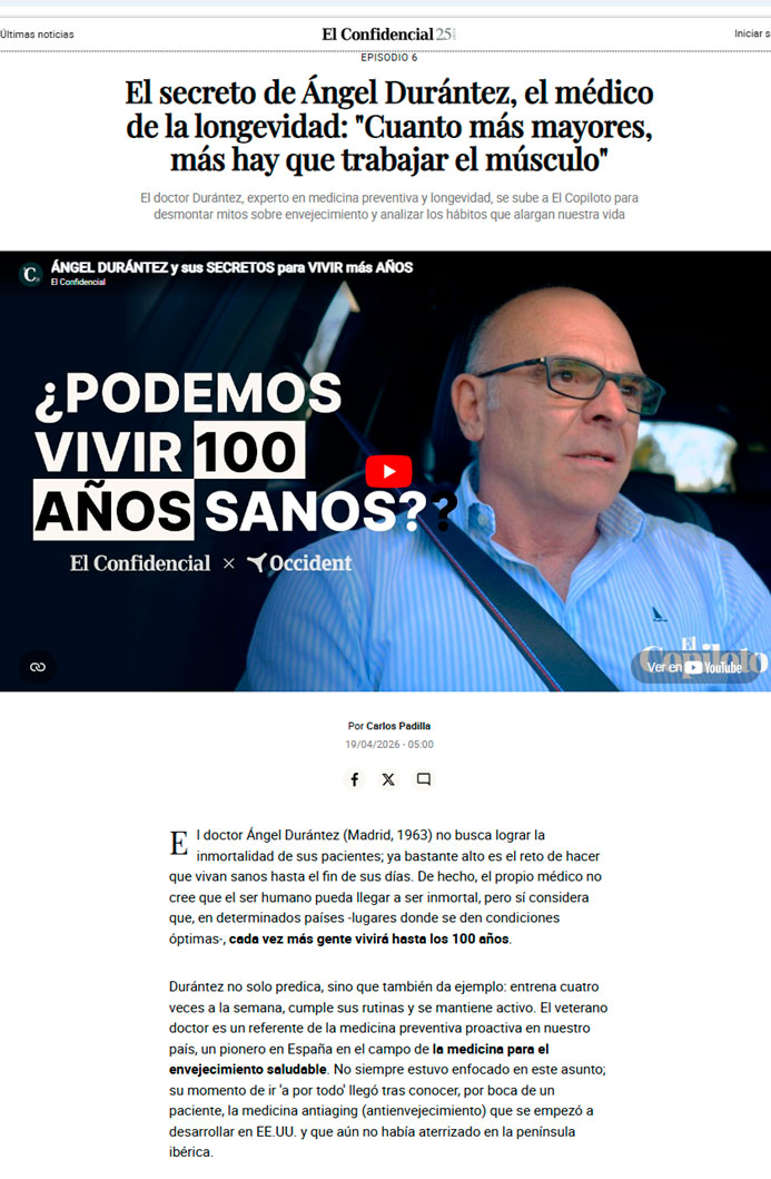 El Dr. Ángel Durántez reflexionó sobre longevidad, hábitos y salud en el videopódcast “El Copiloto”